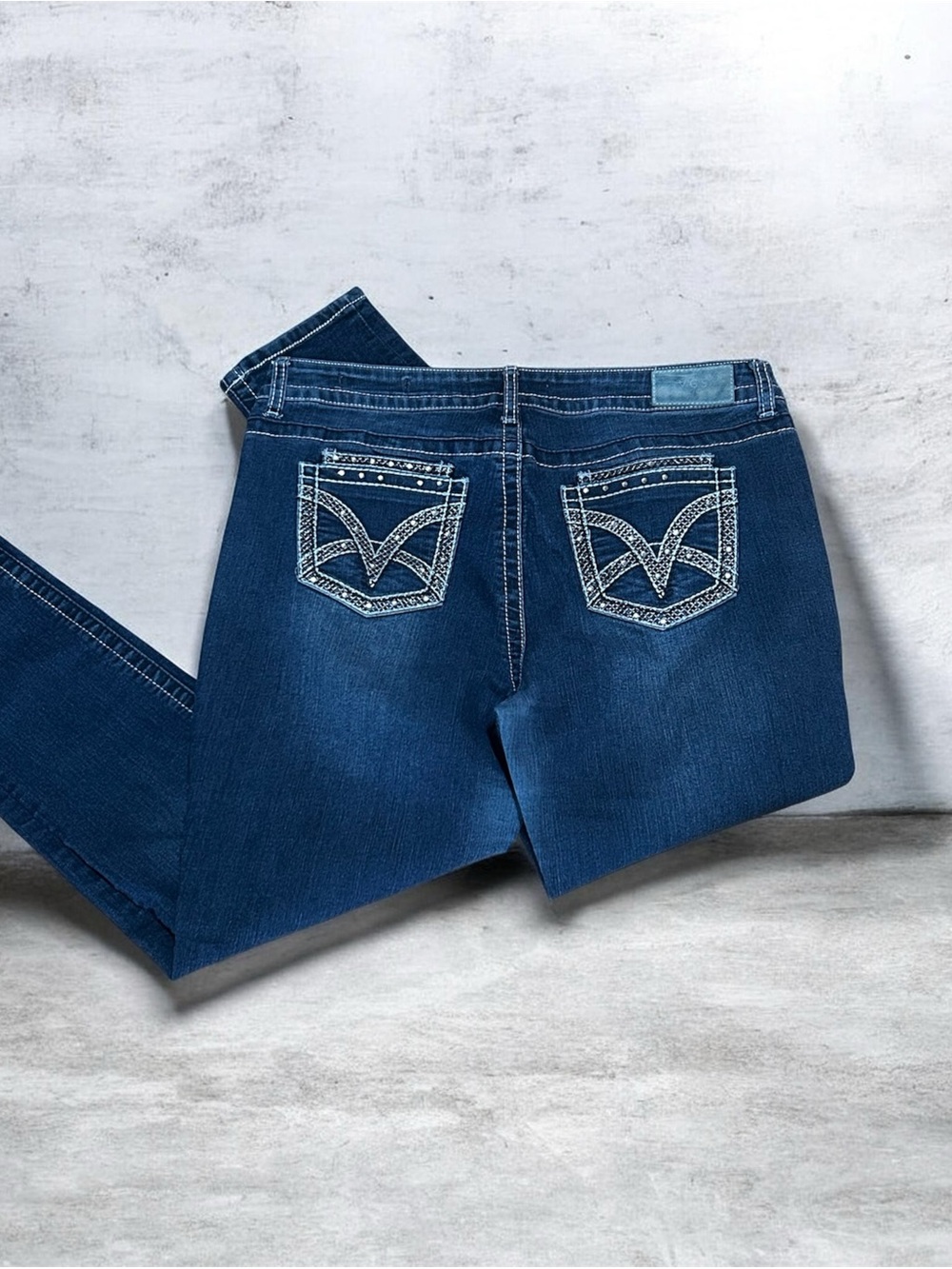 Ag Adriano Goldschmied Blue Embellished Pocket Skinny Jeans Size 12